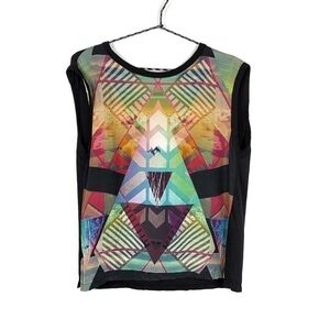 Maje Abstract Print Cutout Back Top